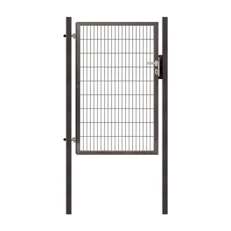 Set Poarta Pietonala PVC Dublu-Fir Pilofor Super 1.98 m Antracit (Include Stalpi Balamale Incuietoare)