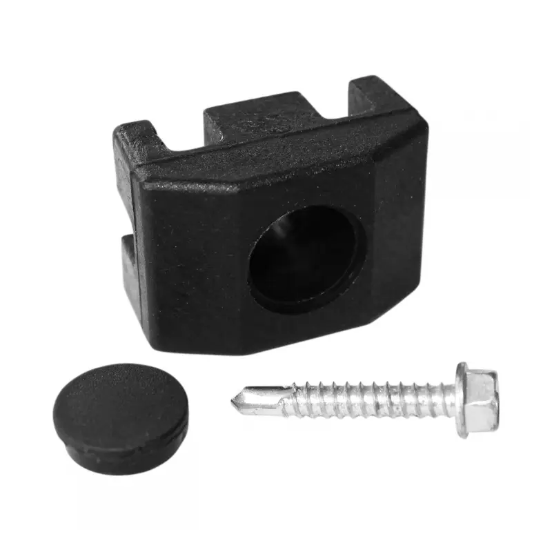Accesoriu de gard: prinderi PVC negre pentru panouri bordurate, stâlp 40x60, set 10 buc – piesă cu șurub autoforant