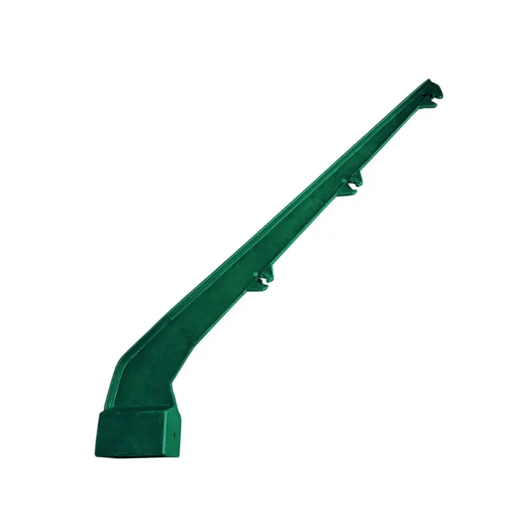 Accesoriu de gard: braț înclinat verde RAL 6005 pentru sârmă ghimpată, stâlpi 60x40 – piesă cu elemente de prindere