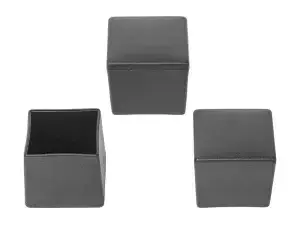 Accesoriu de gard: capac capișon drept PVC pentru stâlpi pătrați 25 x 25 mm, negru RAL 9005 – trei bucăți, unghiuri diferite