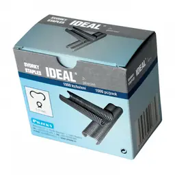 Accesoriu de gard: capse metalice zincate, cutie 1000 buc – cutie Ideal albastră și albă