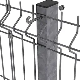 Accesoriu de gard: cârlig de prindere 80 mm cu piuliță antifurt – montaj la colț, pe stâlp metalic