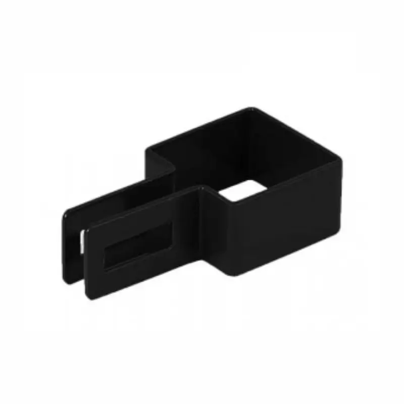 Accesoriu de gard: colier platband de capăt PVC negru, 80x80 mm – piesă cu două brațe de fixare