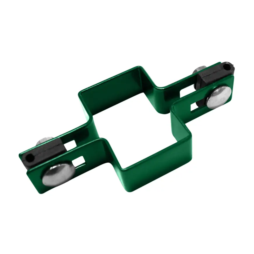 Accesoriu de gard: colier platband PVC verde RAL 6005 de linie, 40x60 mm – prinderi pe fiecare latură