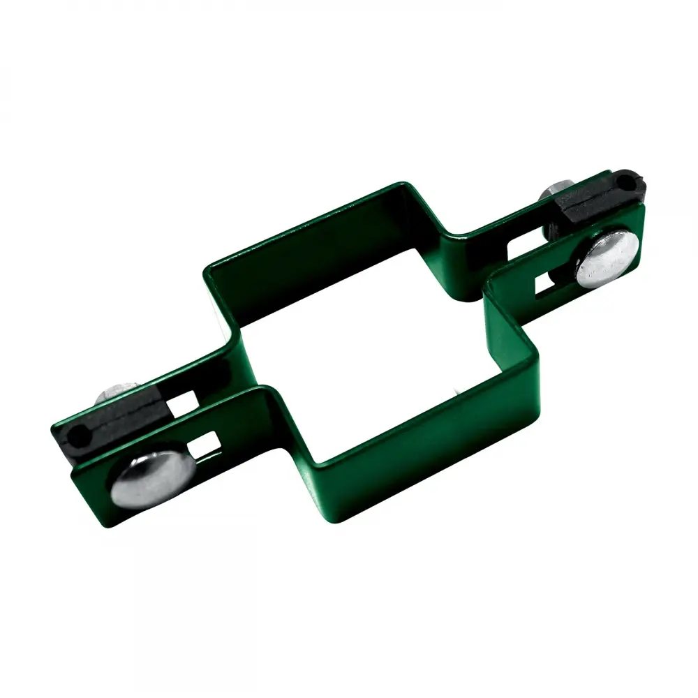 Accesoriu de gard: colier platband de linie PVC verde RAL 6005, 60x60 mm – suport cu două prinderi laterale