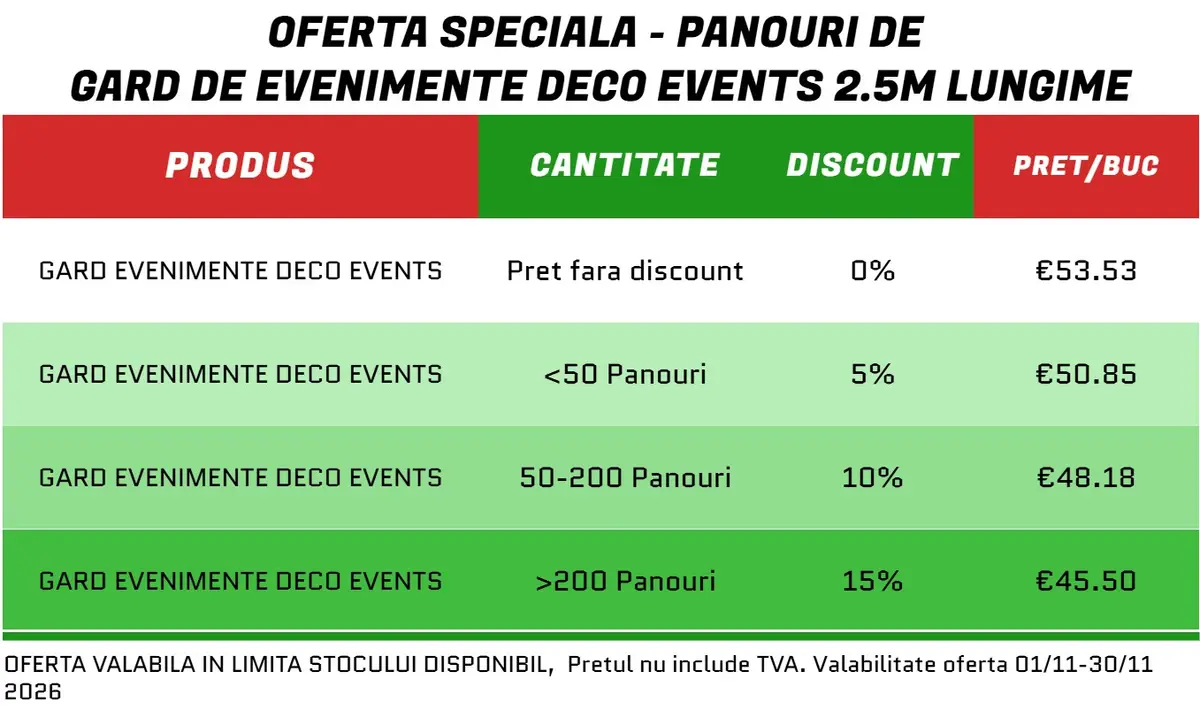 Oferta speciala Deco Events gard de evenimente
