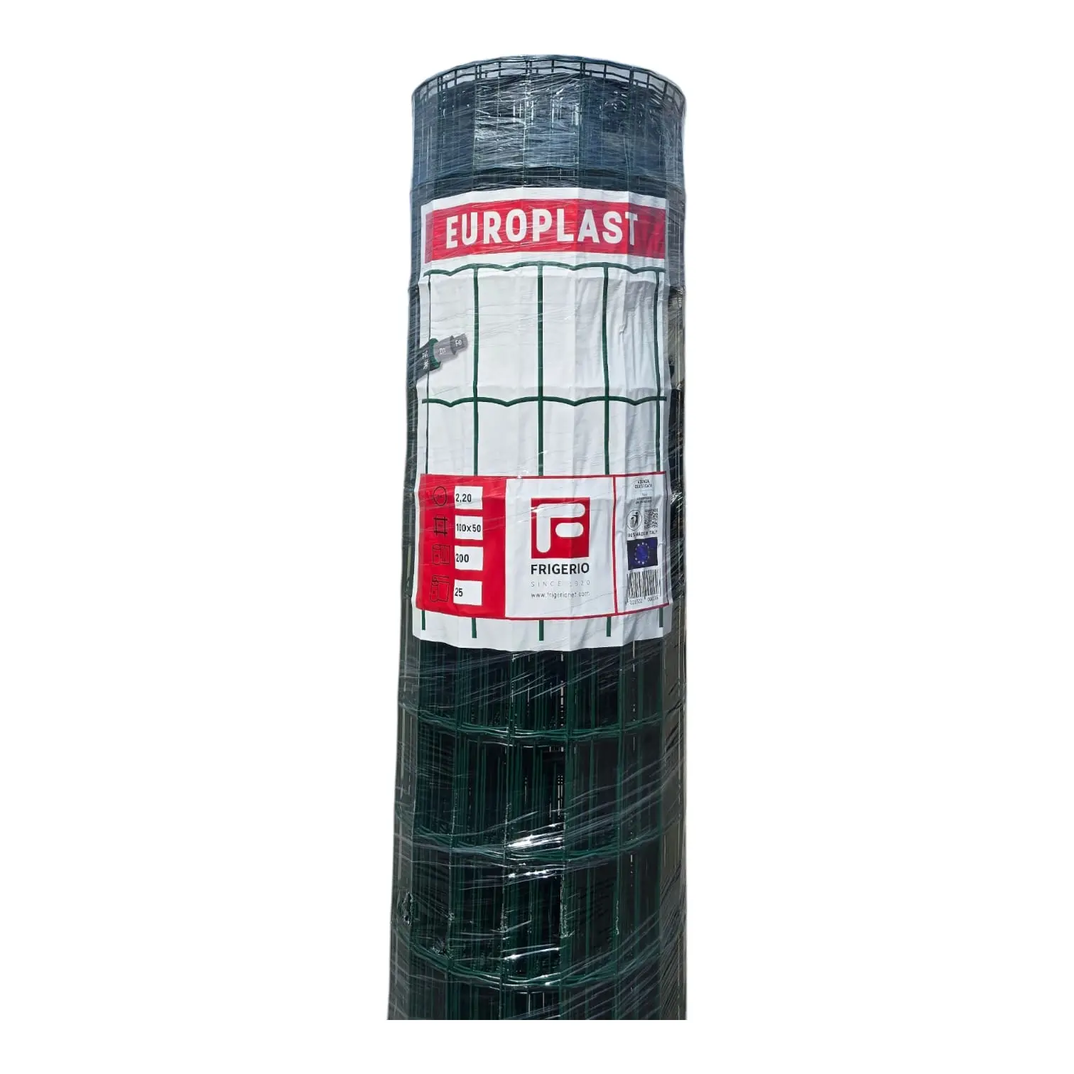 Plasă gard Europlast sudată, zincată și plastifiată, 0.6 m, rolă 25 m – rolă cu etichetă, detaliu ochiuri