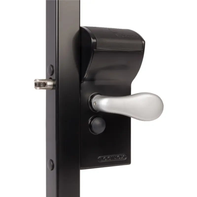 Încuietoare aplicată cu cod mecanic Locinox Free Vinci neagră – mâner, montată pe cadru vertical