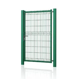 Poartă pietonală Modest cu panou bordurat – verde, montată pe stâlpi