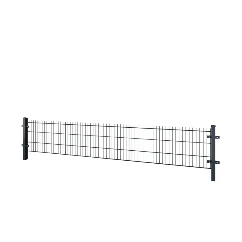 Gard panou dublu fir 2D PVC antracit RAL 7016, 0.63 x 2.5 m, sârmă 6/5/6 mm – panou cu stâlpi laterali
