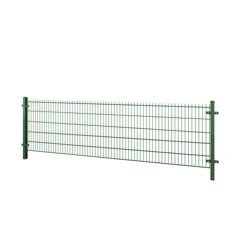 Gard panou dublu fir 2D PVC verde 1.23 x 2.5 m, sârmă 6/5/6 mm – panou montat pe doi stâlpi