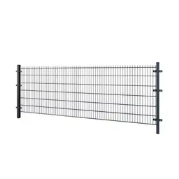 Gard panou dublu fir 2D PVC antracit RAL 7016, 1.43 x 2.5 m, sârmă 6/5/6 mm – panou rigid pe stâlpi