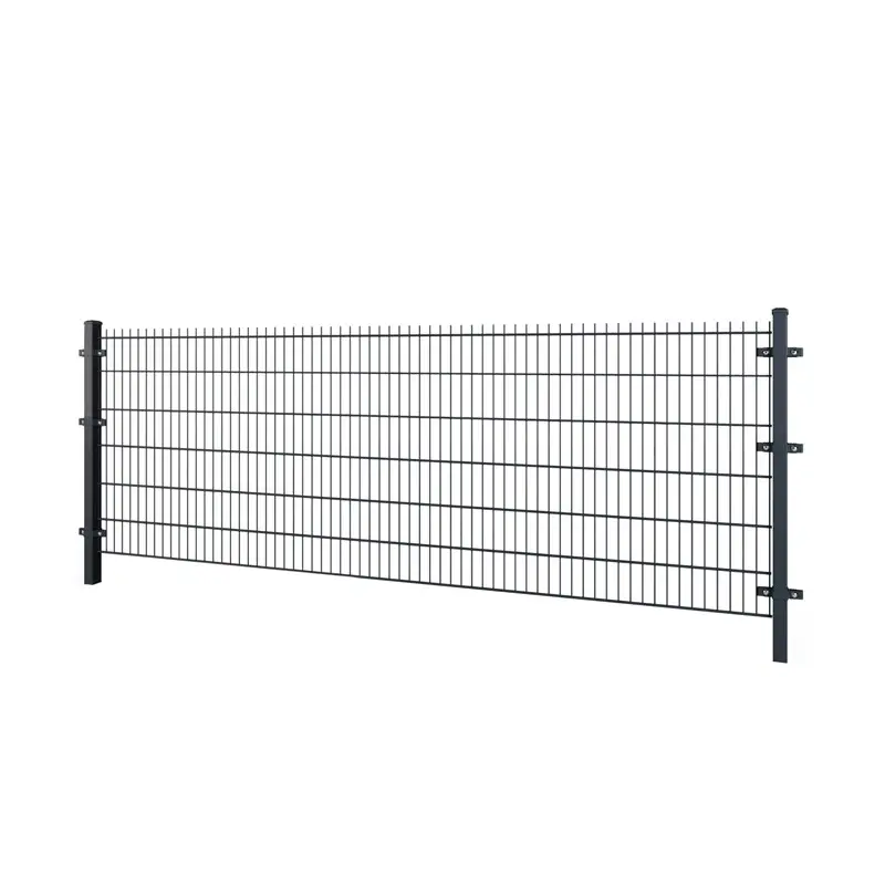 Gard panou dublu fir 2D PVC antracit RAL 7016, 1.43 x 2.5 m, sârmă 6/5/6 mm – panou rigid pe stâlpi