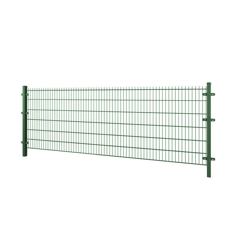 Gard panou dublu fir 2D PVC verde 1.43 x 2.5 m, sârmă 6/5/6 mm – panou cu stâlpi laterali