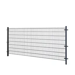 Gard panou dublu fir 2D PVC antracit RAL 7016, 1.63 x 2.5 m, sârmă 6/5/6 mm – panou montat pe doi stâlpi