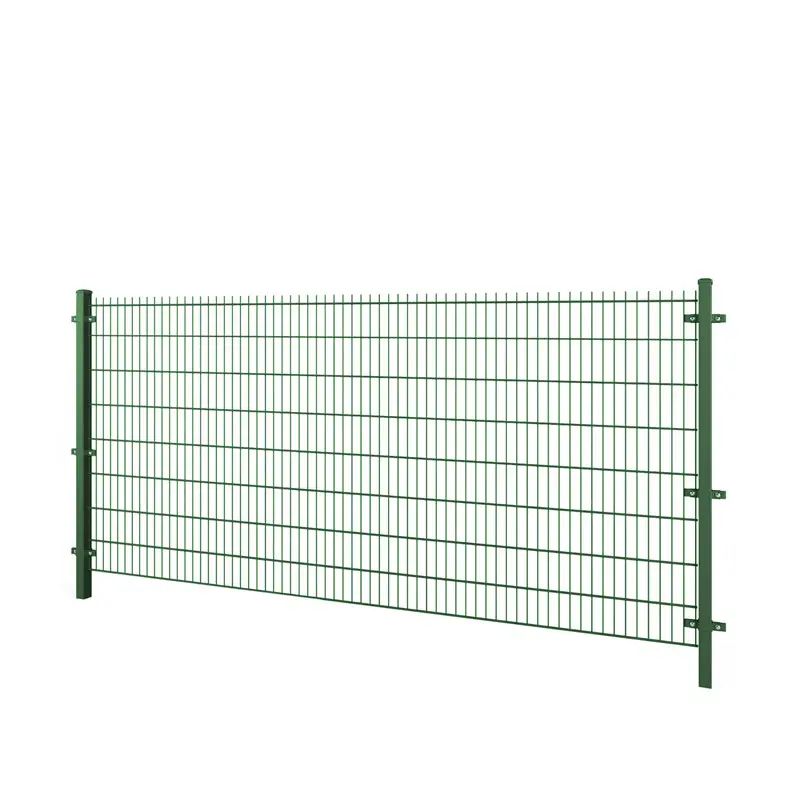 Gard panou dublu fir 2D PVC verde 1.63 x 2.5 m, sârmă 6/5/6 mm – panou cu stâlpi metalici