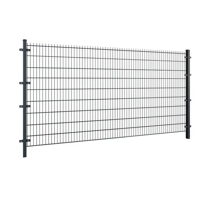 Gard panou dublu fir 2D PVC antracit RAL 7016, 1.83 x 2.5 m, sârmă 5/4/5 mm – panou montat pe stâlpi
