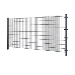 Gard panou dublu fir 2D PVC antracit RAL 7016, 1.83 x 2.5 m, sârmă 6/5/6 mm – panou pe stâlpi metalici