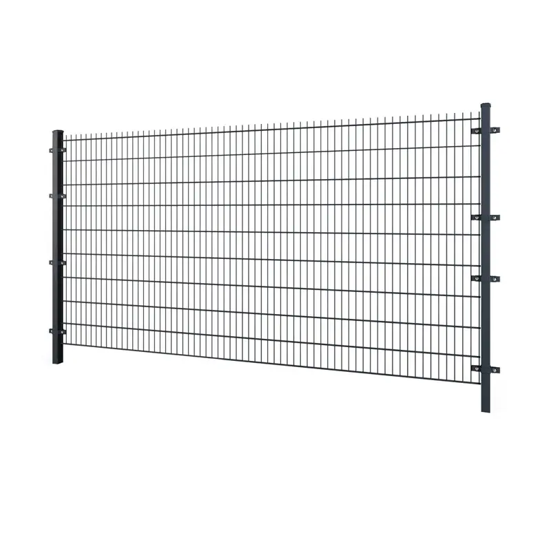 Gard panou dublu fir 2D PVC antracit RAL 7016, 1.83 x 2.5 m, sârmă 6/5/6 mm – panou pe stâlpi metalici