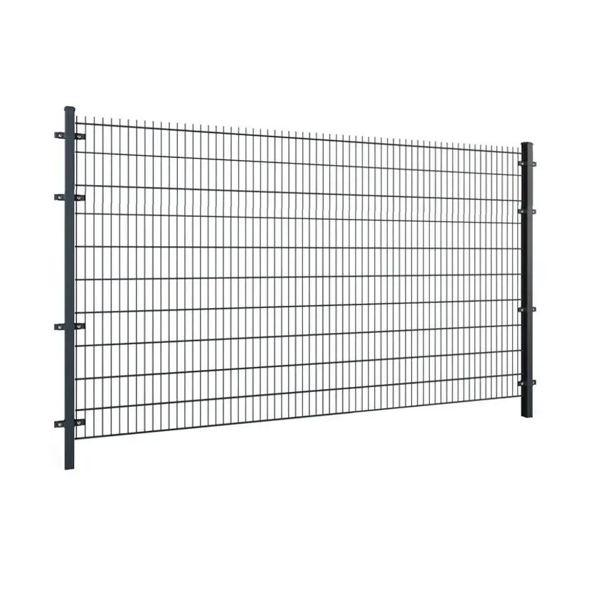 Gard panou dublu fir 2D PVC antracit RAL 7016, 2.03 x 2.5 m, sârmă 5/4/5 mm – panou pe cadre verticale