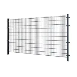 Gard panou dublu fir 2D PVC antracit RAL 7016, 2.03 x 2.5 m, sârmă 6/5/6 mm – plasă sudată pe doi stâlpi