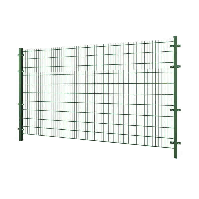 Gard panou dublu fir 2D PVC verde 2.03 x 2.5 m, sârmă 6/5/6 mm – plasă sudată între doi stâlpi