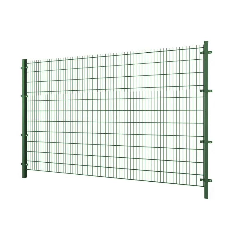 Gard panou dublu fir 2D PVC verde 2.23 x 2.5 m, sârmă 6/5/6 mm – panou rigid pe stâlpi