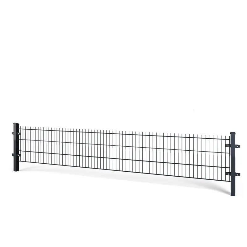 Gard panou dublu fir 2D Super PVC antracit RAL 7016, 0.63 x 2.5 m, sârmă 8/6/8 mm – panou pe stâlpi la capete