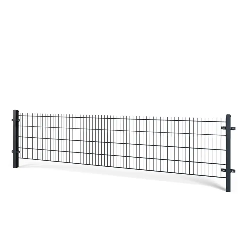 Gard panou dublu fir 2D Super PVC antracit RAL 7016, 0.83 x 2.5 m, sârmă 8/6/8 mm – stâlpi laterali
