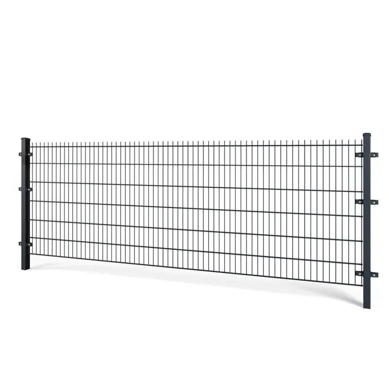 Gard panou dublu fir 2D Super PVC antracit RAL 7016, 1.23 x 2.5 m, sârmă 8/6/8 mm – panou pe doi stâlpi