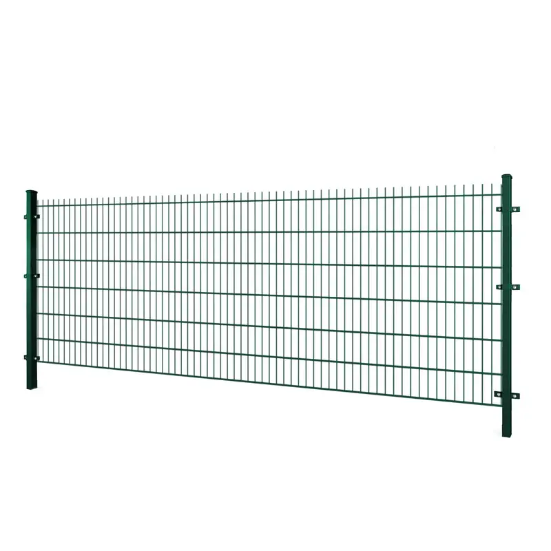 Gard panou dublu fir 2D Super PVC verde 1.23 x 2.5 m, sârmă 8/6/8 mm – panou verde cu stâlpi