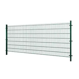 Gard panou dublu fir 2D Super PVC verde 1.43 x 2.5 m, sârmă 8/6/8 mm – suporturi laterale de fixare