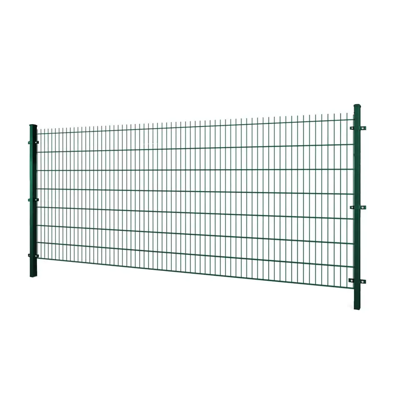 Gard panou dublu fir 2D Super PVC verde 1.43 x 2.5 m, sârmă 8/6/8 mm – suporturi laterale de fixare