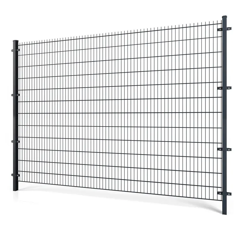 Gard panou dublu fir 2D Super PVC antracit RAL 7016, 2.43 x 2.5 m, sârmă 8/6/8 mm – plasă sudată