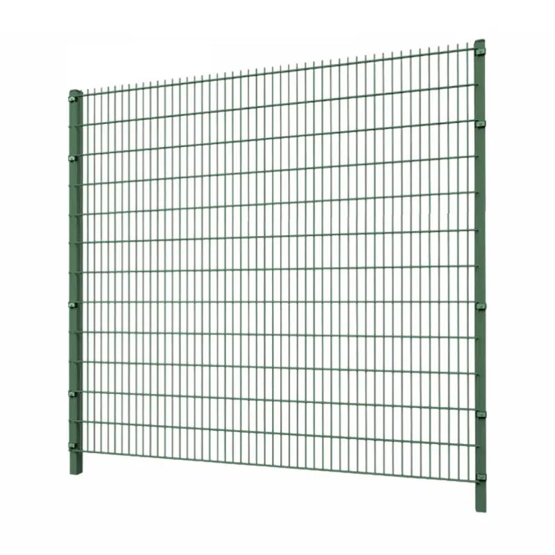 Gard panou dublu fir 2D Super PVC verde 2.43 x 2.5 m, sârmă 8/6/8 mm – panou rectangular pe stâlpi