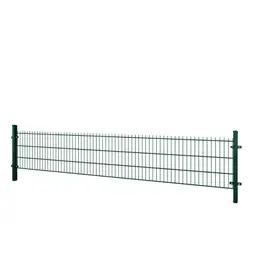 Gard panou dublu fir 2D Super PVC verde 0.63 x 2.5 m, sârmă 8/6/8 mm – panou cu stâlpi metalici