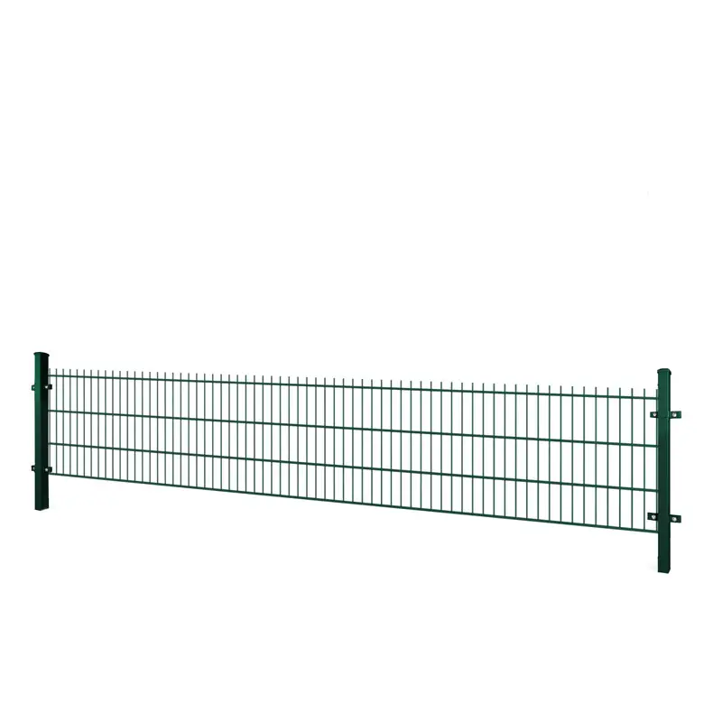 Gard panou dublu fir 2D Super PVC verde 0.63 x 2.5 m, sârmă 8/6/8 mm – panou cu stâlpi metalici