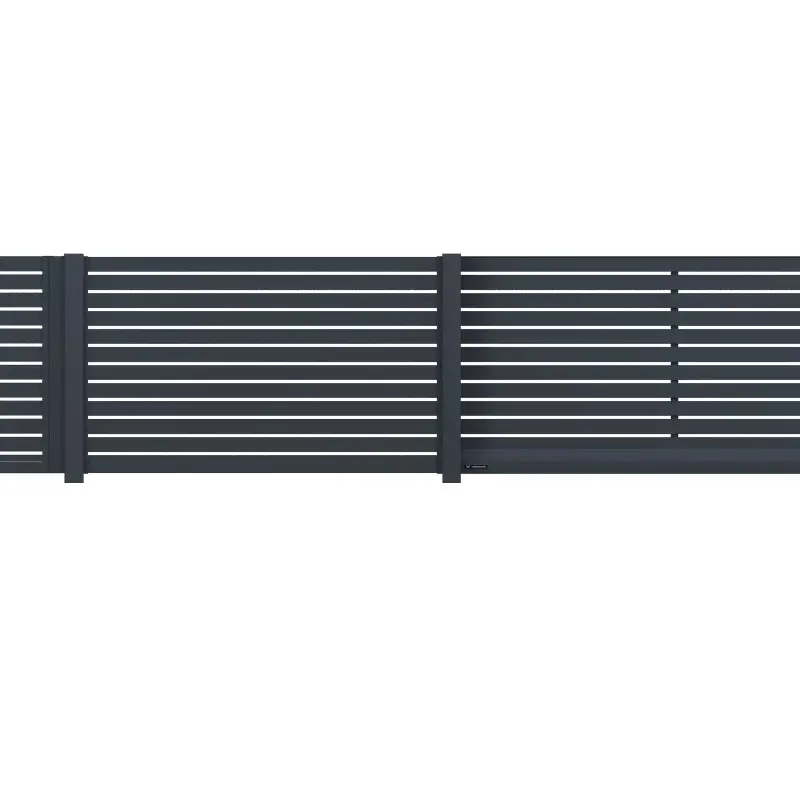Gard rezidențial din aluminiu, panou AL.101 – lamele orizontale, culoare închisă