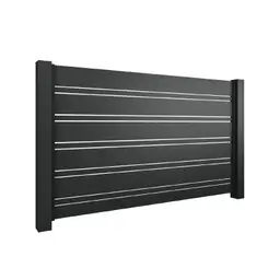 Gard rezidențial din aluminiu, panou AL.104 – linii orizontale, stâlpi laterali