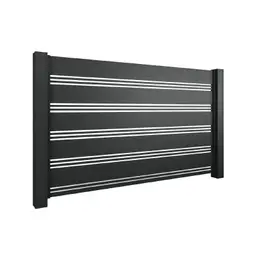 Gard rezidențial din aluminiu, panou AL.105 – negru cu benzi albe orizontale