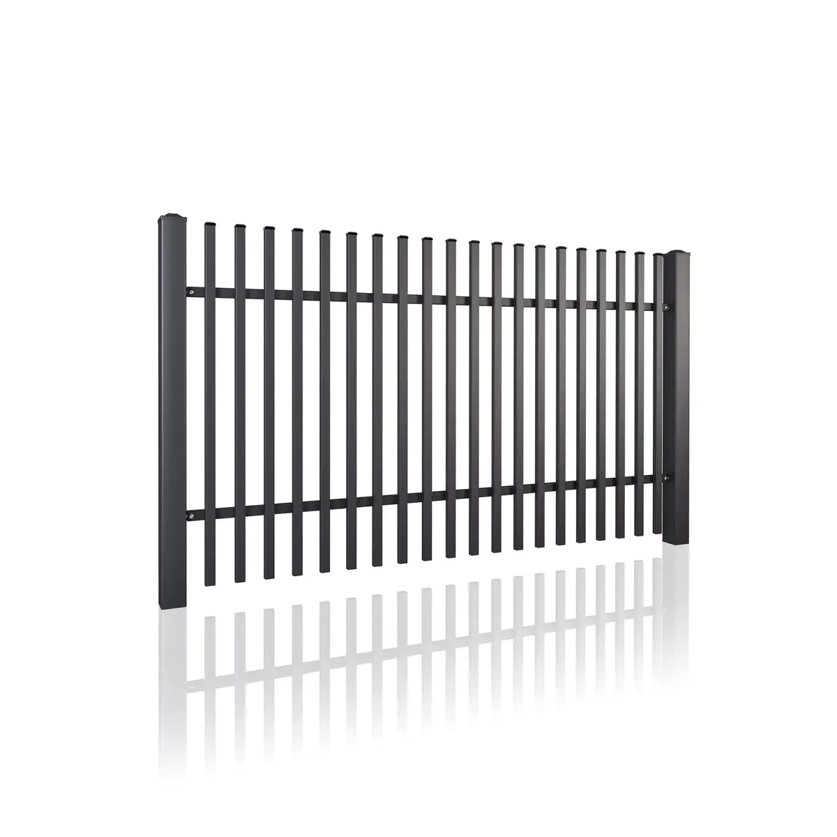 Gard rezidențial, panou Classic 10.01 – lamele verticale negre, cu stâlpi