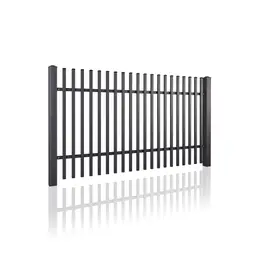 Gard rezidențial, panou Classic 10.01 – lamele verticale negre, cu stâlpi