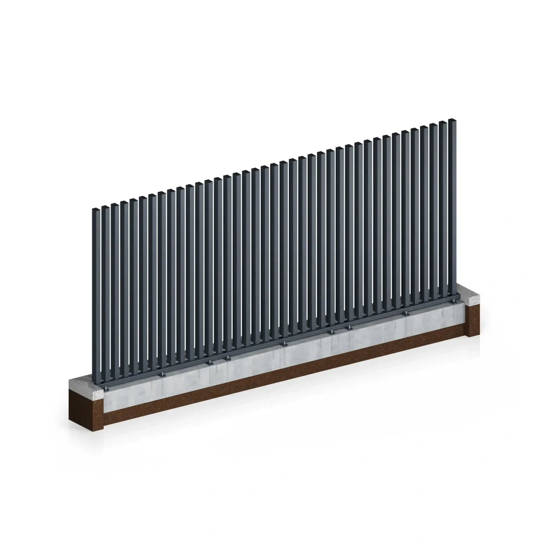 Gard rezidențial, panou Infinity 10.130 – bare verticale pe fundație de beton