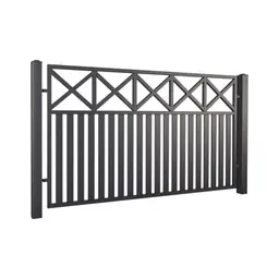Gard rezidențial, panou Modern 10.103 – negru, lamele verticale cu decor în cruce
