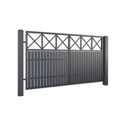 Gard rezidențial, panou Modern 10.115 – elemente verticale, decor în cruce