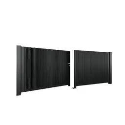 Poartă batantă auto din aluminiu AL.00 – două canate cu lamele verticale negre