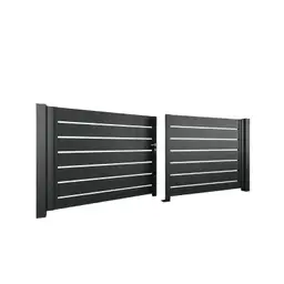 Poartă batantă auto din aluminiu AL.100 – deschisă, lamele orizontale