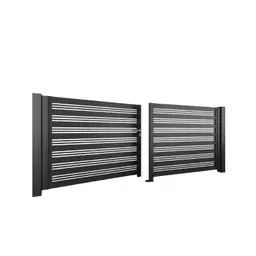 Poartă batantă auto din aluminiu AL.103 – deschisă, lamele verticale