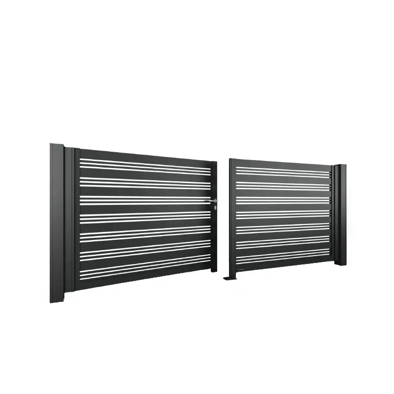 Poartă batantă auto din aluminiu AL.103 – deschisă, lamele verticale