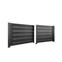 Poartă batantă auto din aluminiu AL.104 – gri închis, linii orizontale